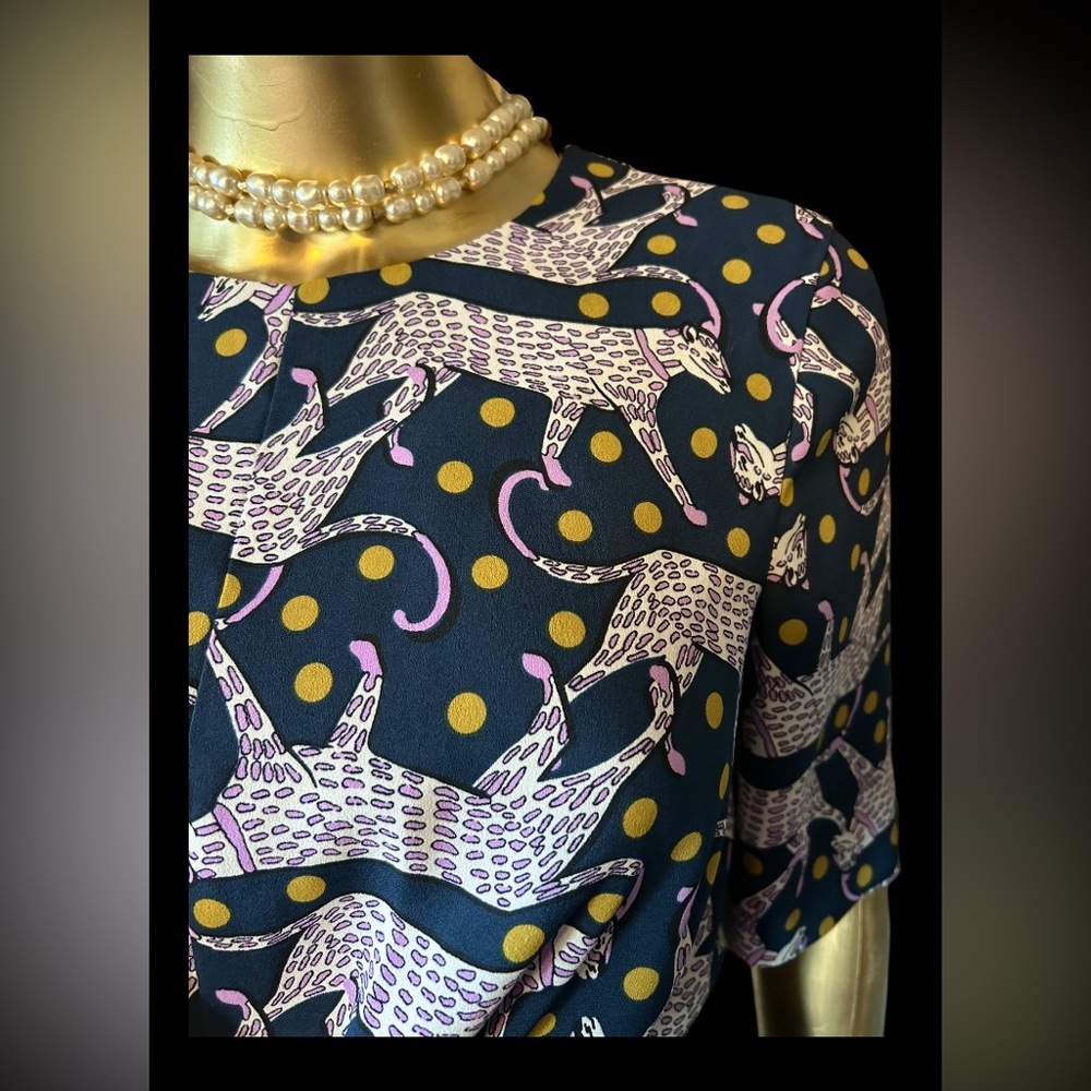 Rare Kate Spade Panther Polka Dot Printed Wide Leg Designer Jumpsuit Size 4 - Picture 6 of 11